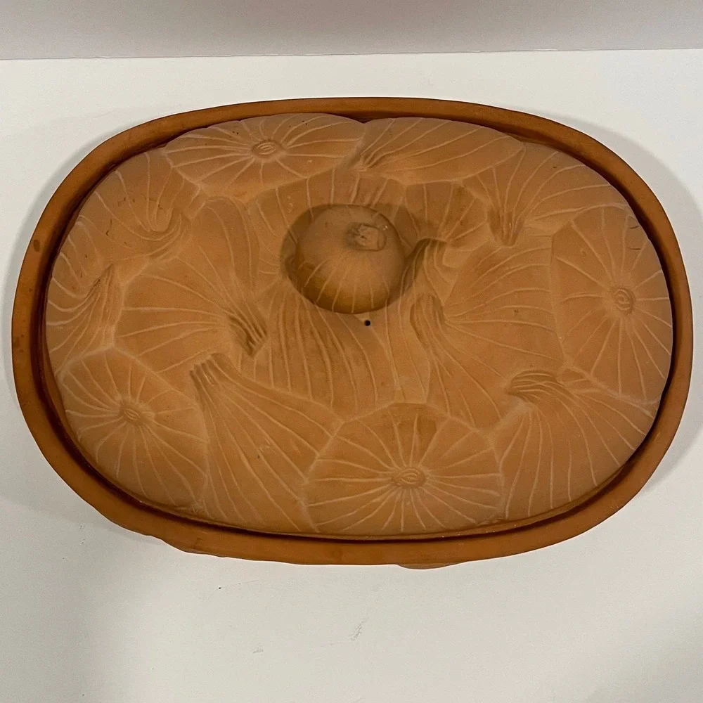 Vintage 1994 Boston Warehouse Terracotta Onion Baker Roasted Garlic Keeper Oval